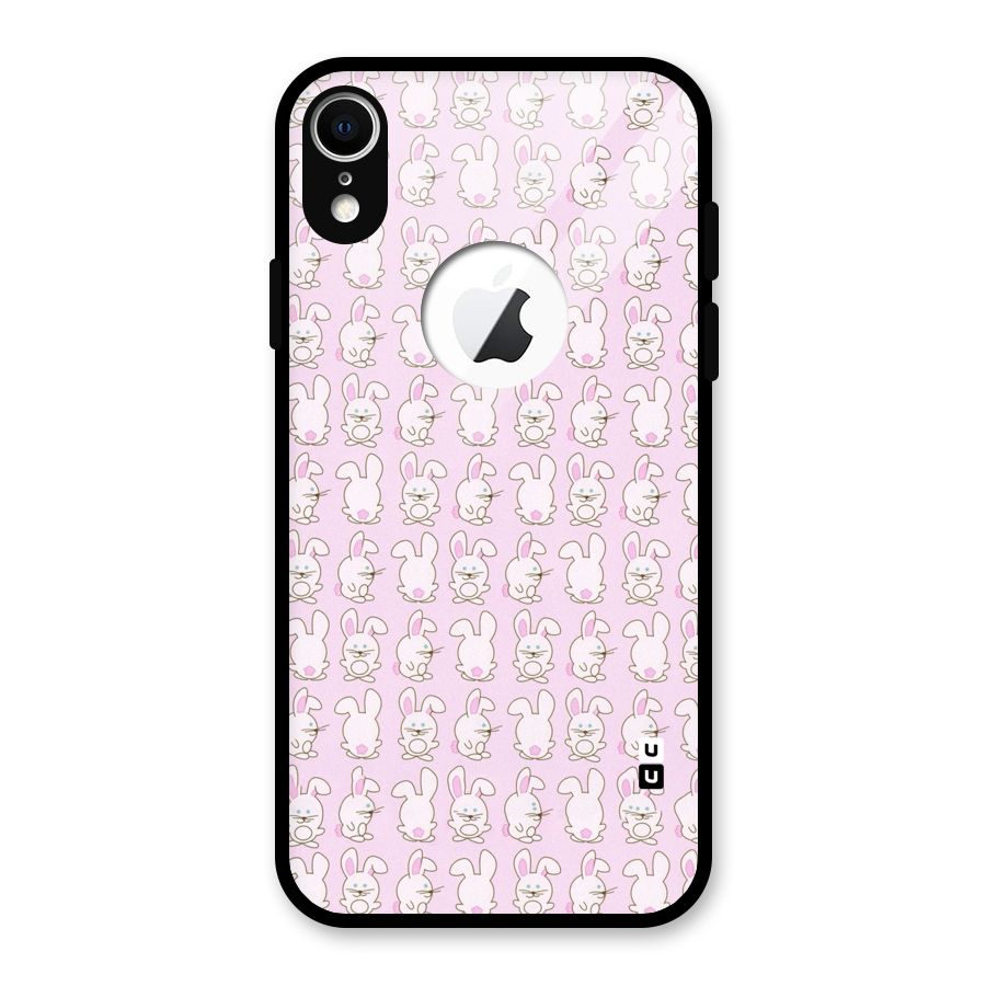 Bunny Cute Glass Back Case for iPhone XR Logo Cut