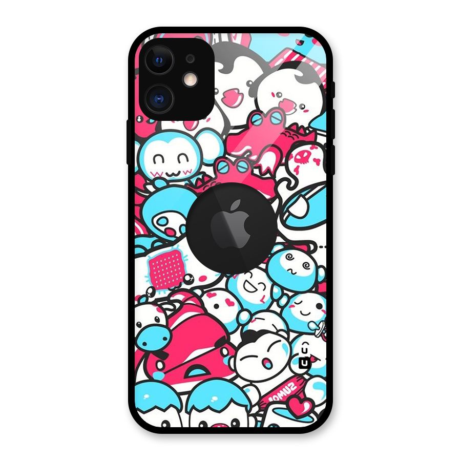 Bunny Quirk Glass Back Case for iPhone 11 Logo Cut