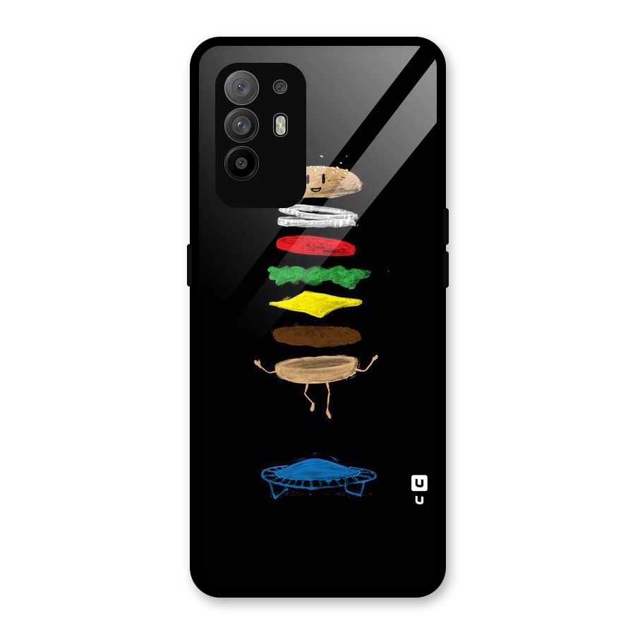 Burger Jump Glass Back Case for Oppo F19 Pro Plus 5G
