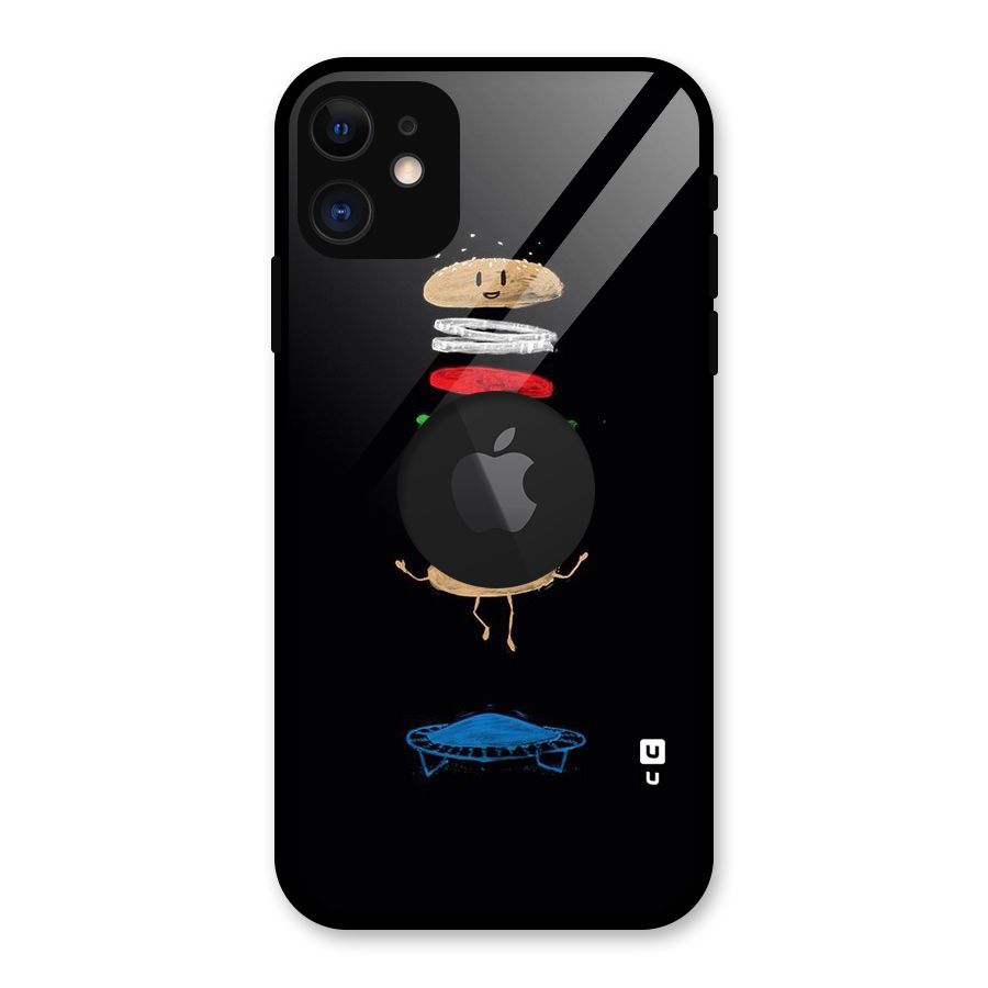 Burger Jump Glass Back Case for iPhone 11 Logo Cut