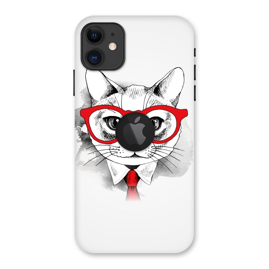 Business Cat Back Case for iPhone 11 Logo Cut