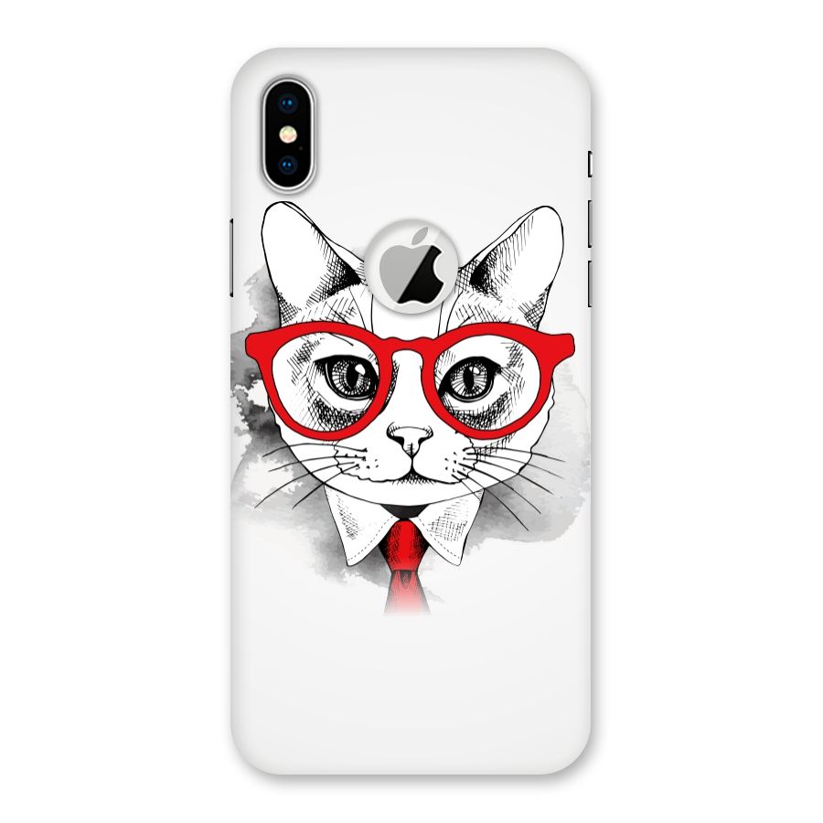 Business Cat Back Case for iPhone X Logo Cut