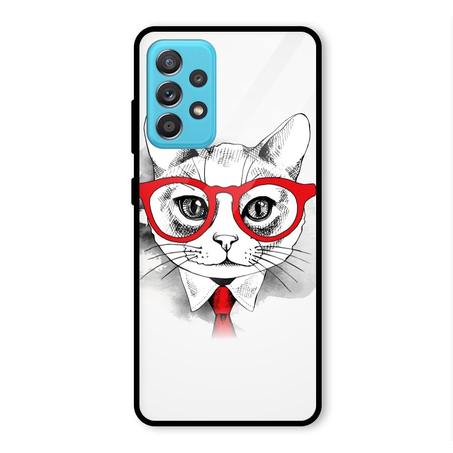 Business Cat Glass Back Case for Galaxy A52