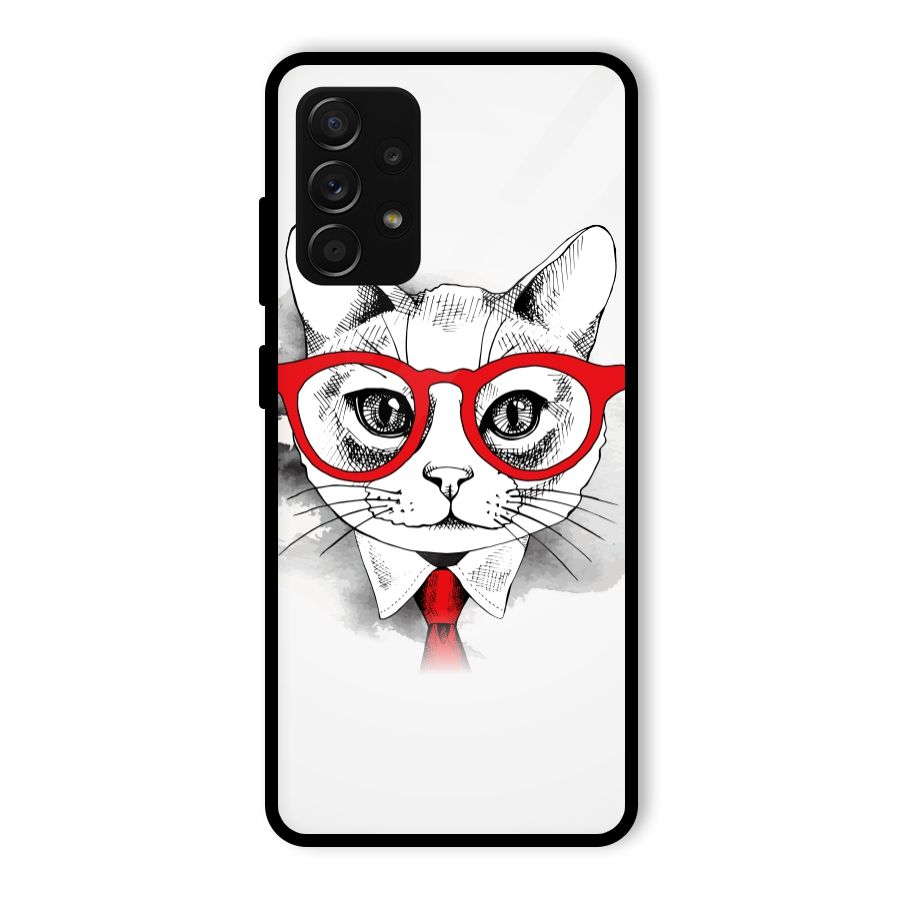 Business Cat Glass Back Case for Galaxy A53 5G