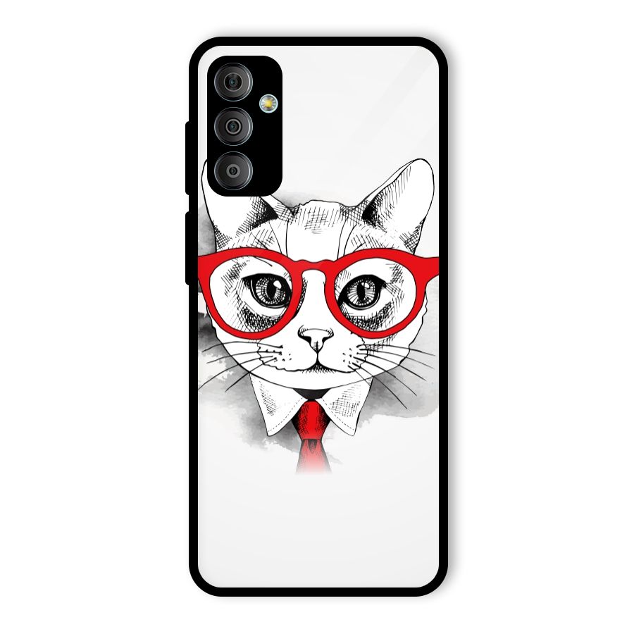 Business Cat Glass Back Case for Galaxy F23