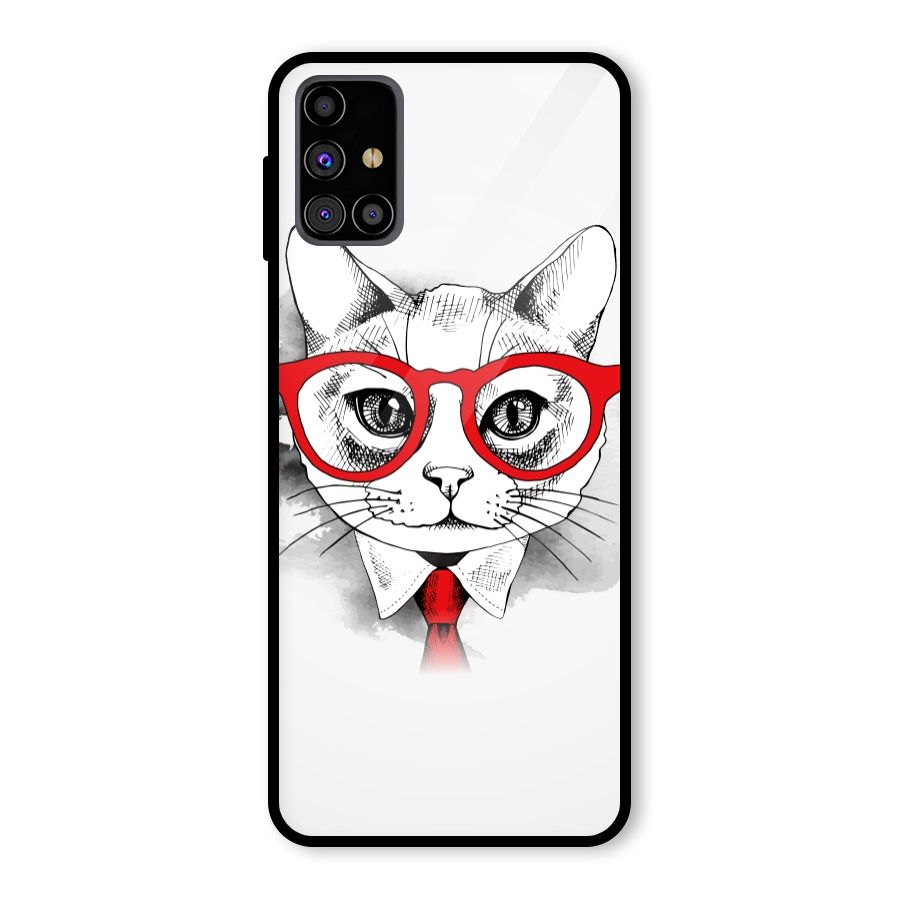 Business Cat Glass Back Case for Galaxy M31s