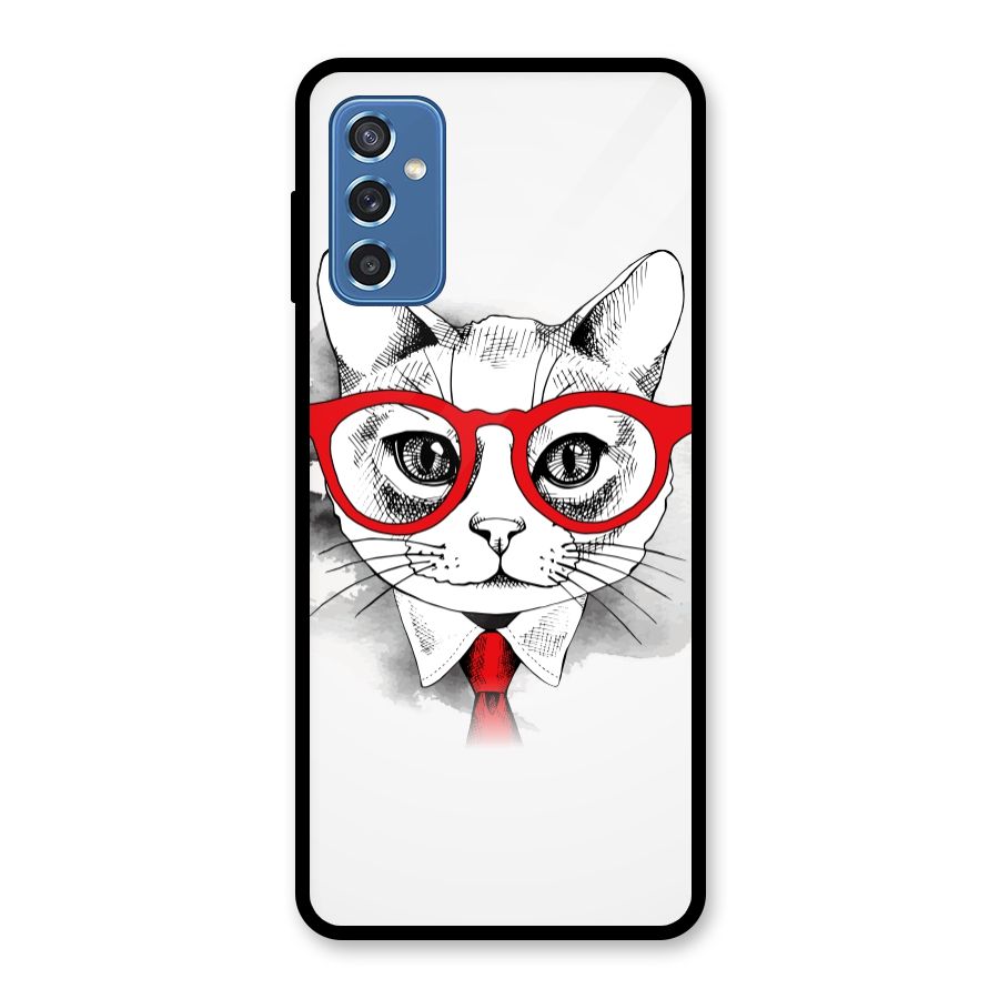 Business Cat Glass Back Case for Galaxy M52 5G