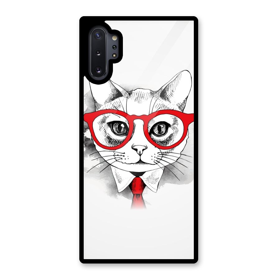 Business Cat Glass Back Case for Galaxy Note 10 Plus