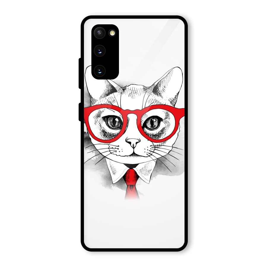 Business Cat Glass Back Case for Galaxy S20 FE 5G