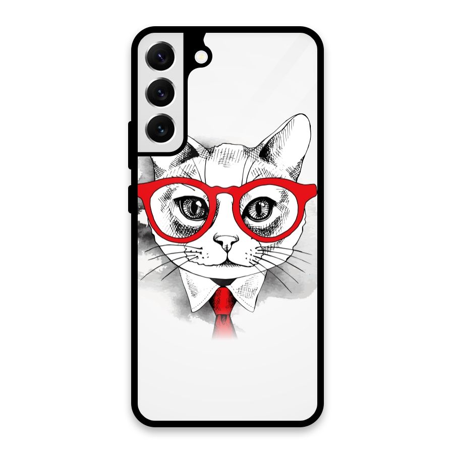 Business Cat Glass Back Case for Galaxy S22 Plus 5G