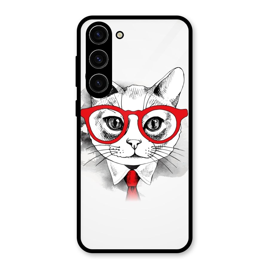Business Cat Glass Back Case for Galaxy S23 Plus
