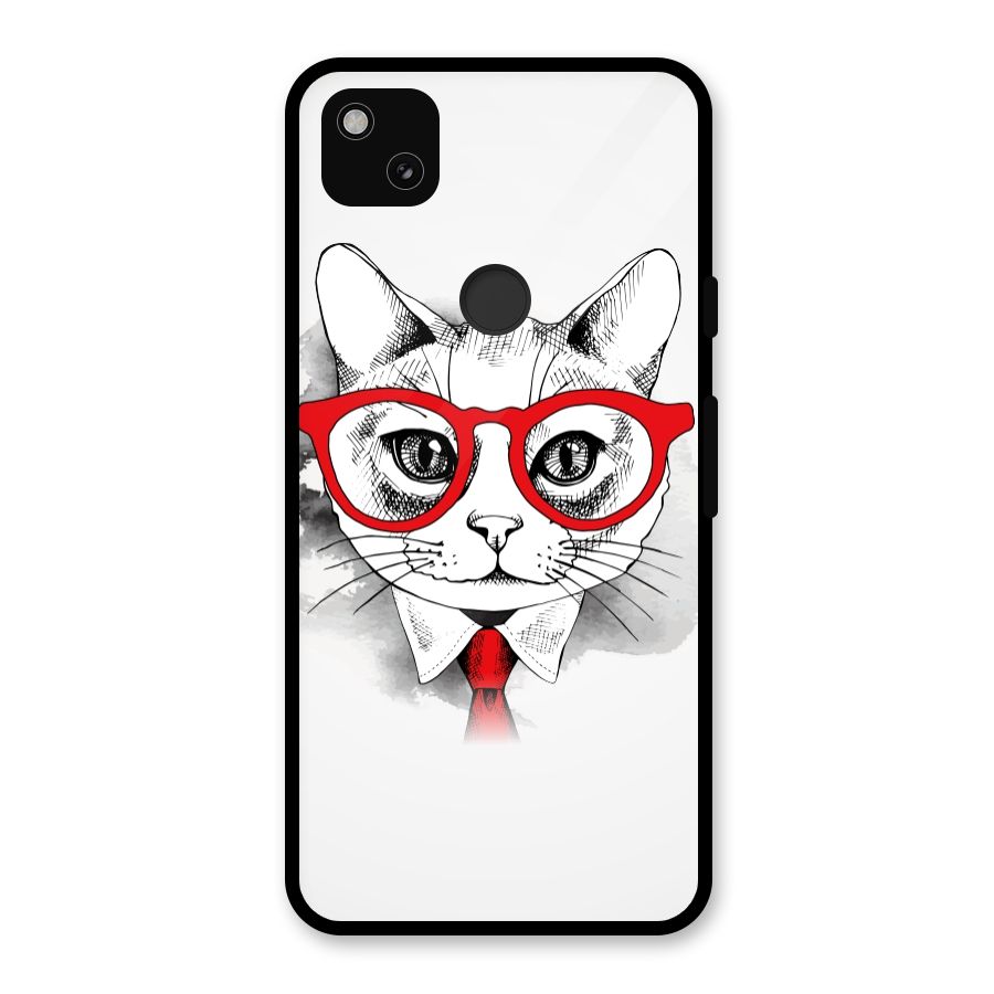 Business Cat Glass Back Case for Google Pixel 4a
