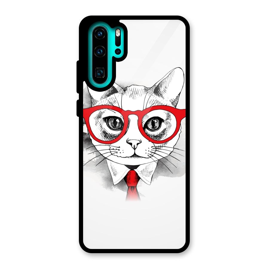 Business Cat Glass Back Case for Huawei P30 Pro