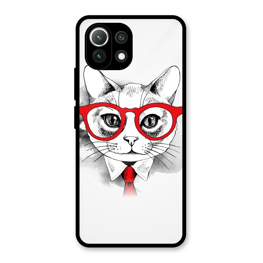 Business Cat Glass Back Case for Mi 11 Lite NE 5G