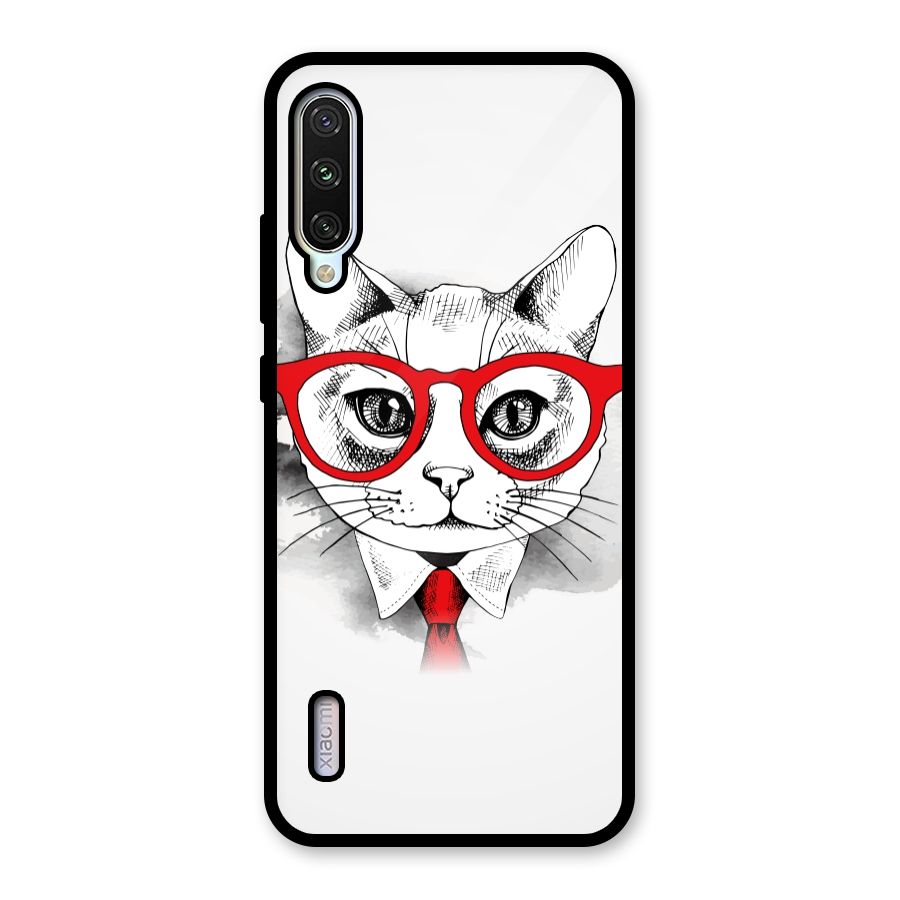 Business Cat Glass Back Case for Mi A3