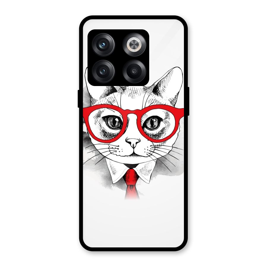 Business Cat Glass Back Case for OnePlus 10T