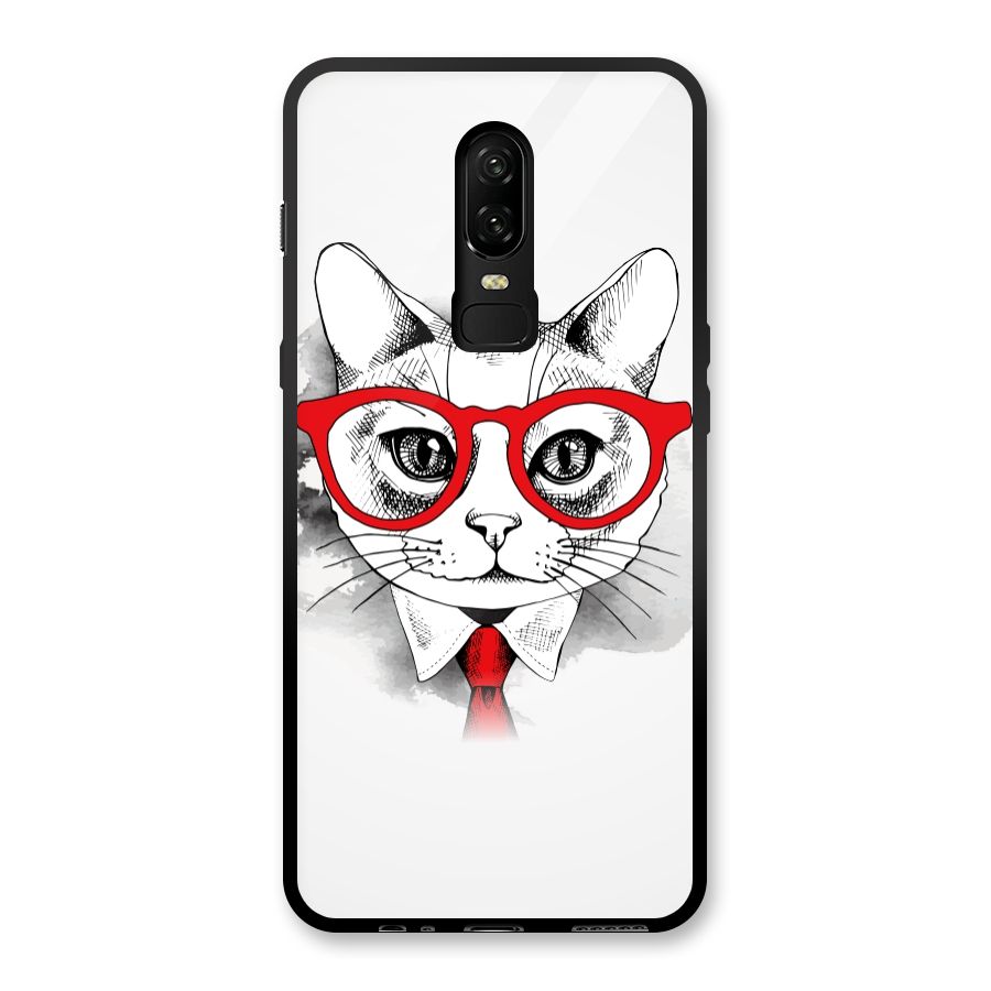 Business Cat Glass Back Case for OnePlus 6