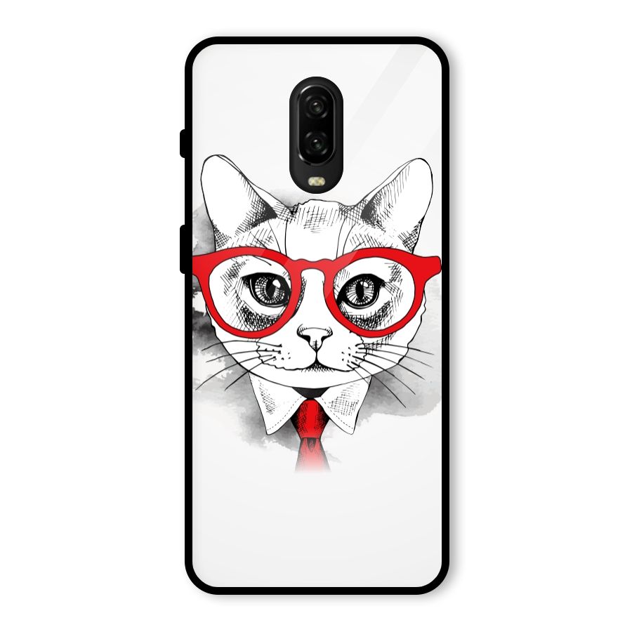 Business Cat Glass Back Case for OnePlus 6T