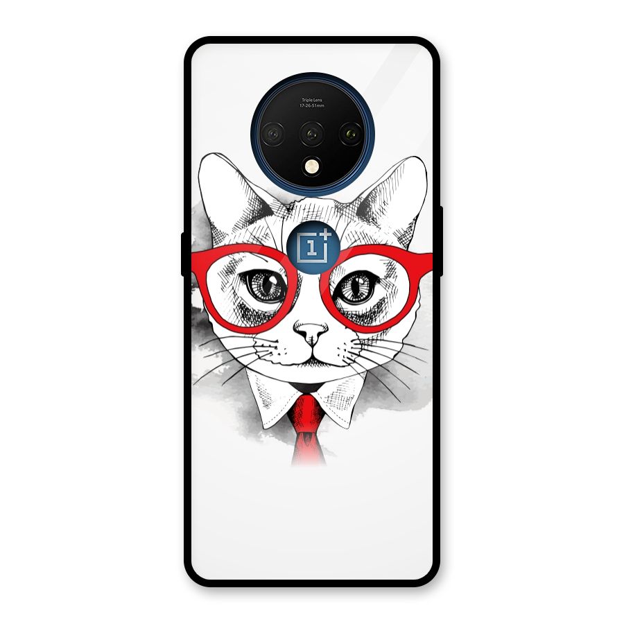 Business Cat Glass Back Case for OnePlus 7T