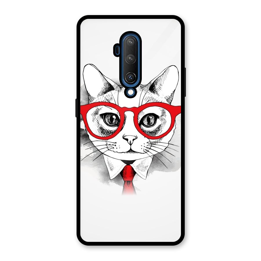 Business Cat Glass Back Case for OnePlus 7T Pro