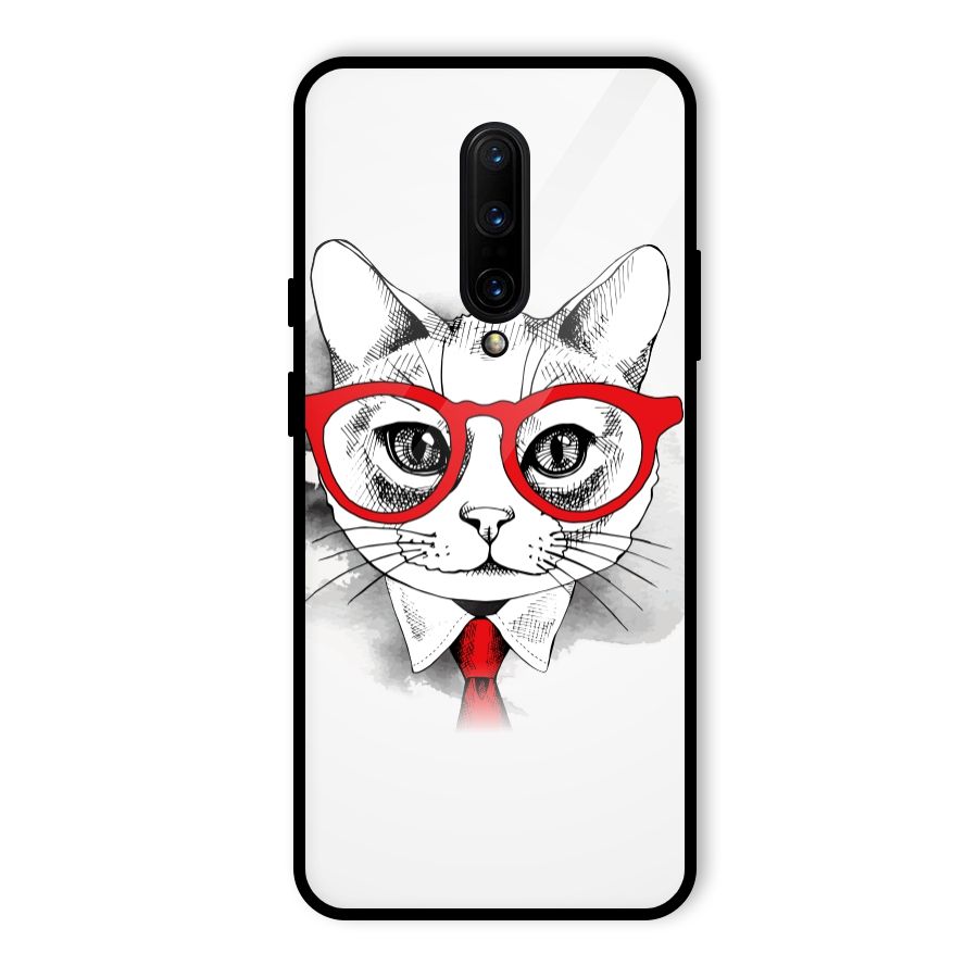 Business Cat Glass Back Case for OnePlus 7 Pro