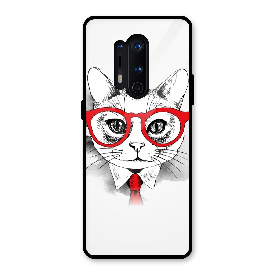 Business Cat Glass Back Case for OnePlus 8 Pro