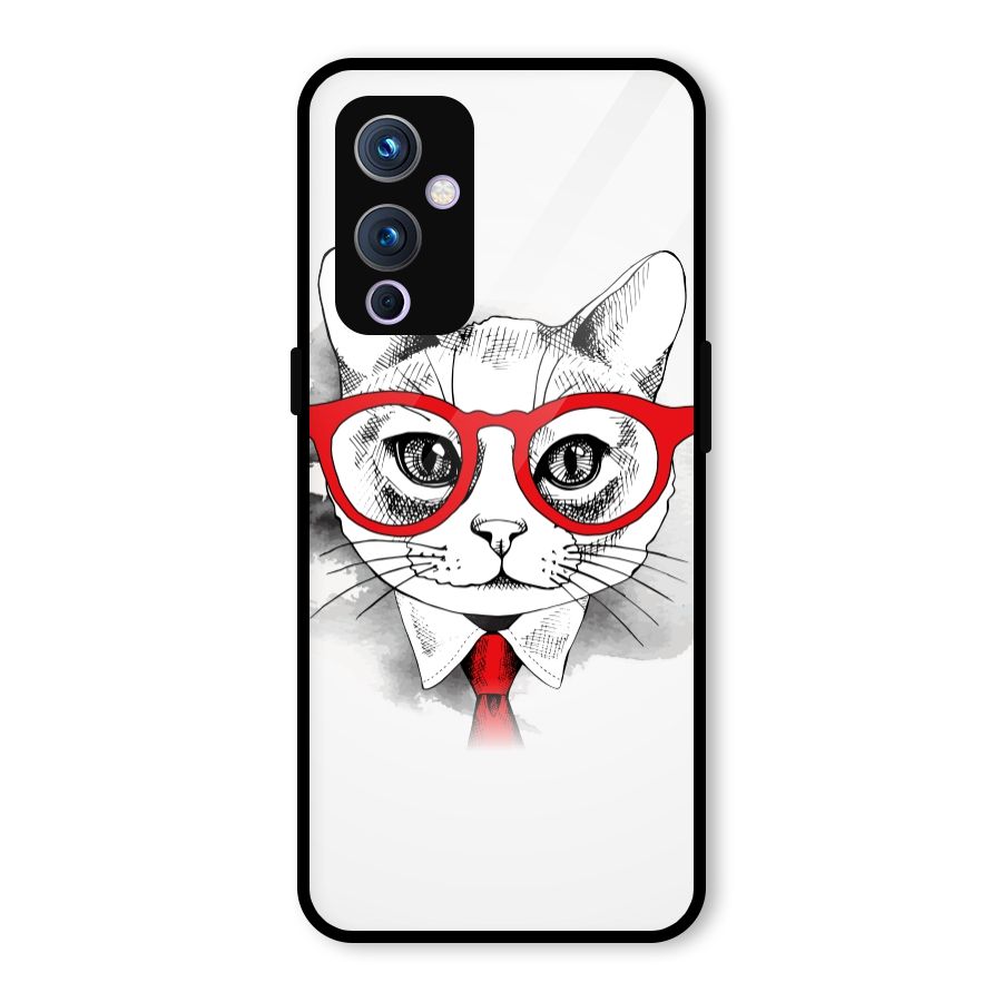 Business Cat Glass Back Case for OnePlus 9