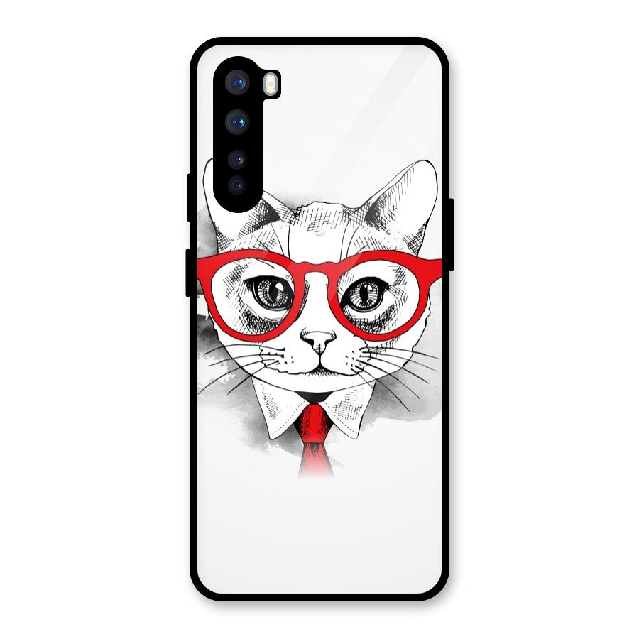 Business Cat Glass Back Case for OnePlus Nord