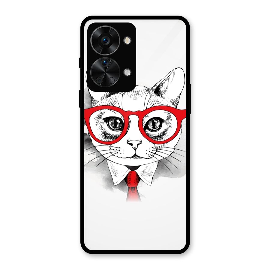 Business Cat Glass Back Case for OnePlus Nord 2T