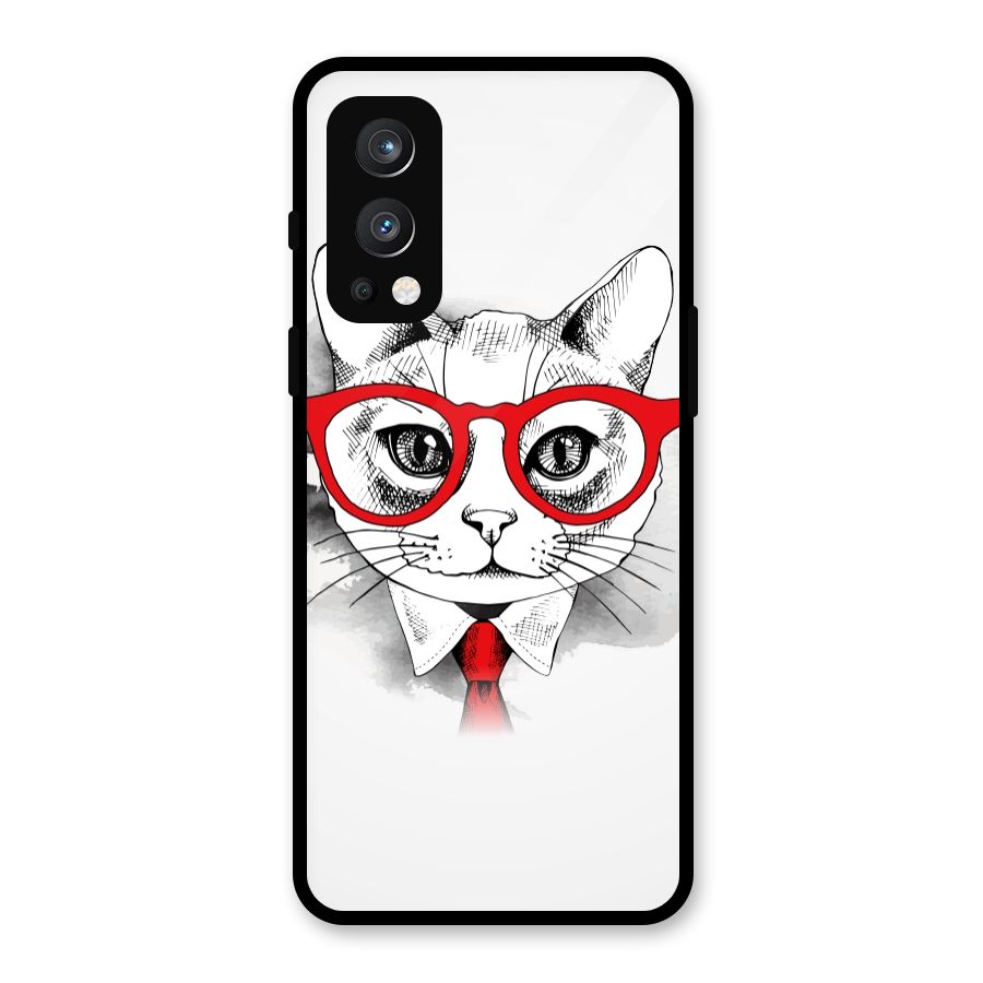 Business Cat Glass Back Case for OnePlus Nord 2 5G