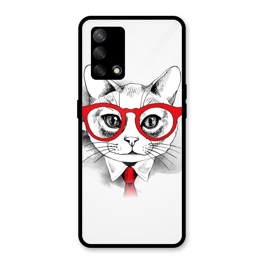 Business Cat Glass Back Case for Oppo F19