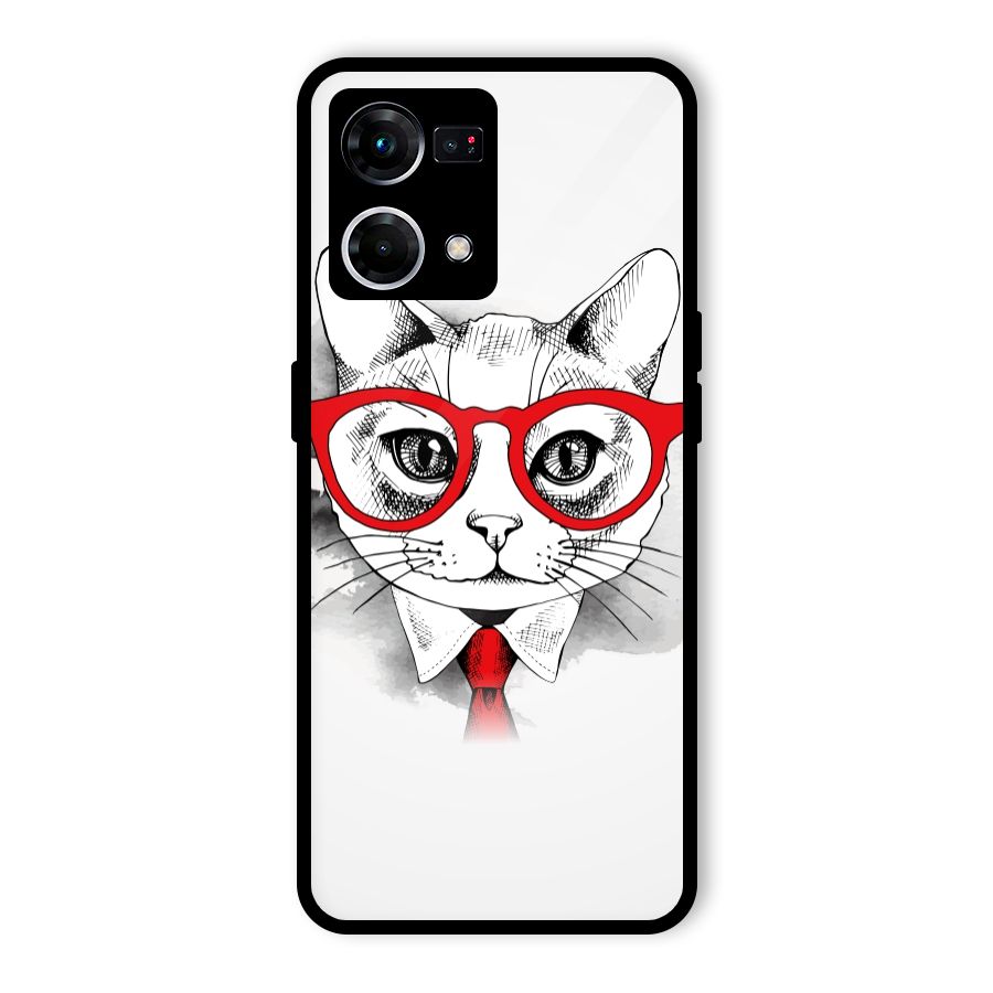 Business Cat Glass Back Case for Oppo F21 Pro 5G