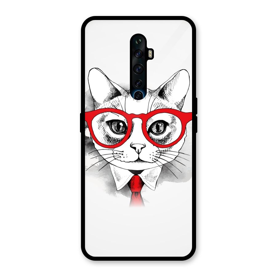 Business Cat Glass Back Case for Oppo Reno2 F
