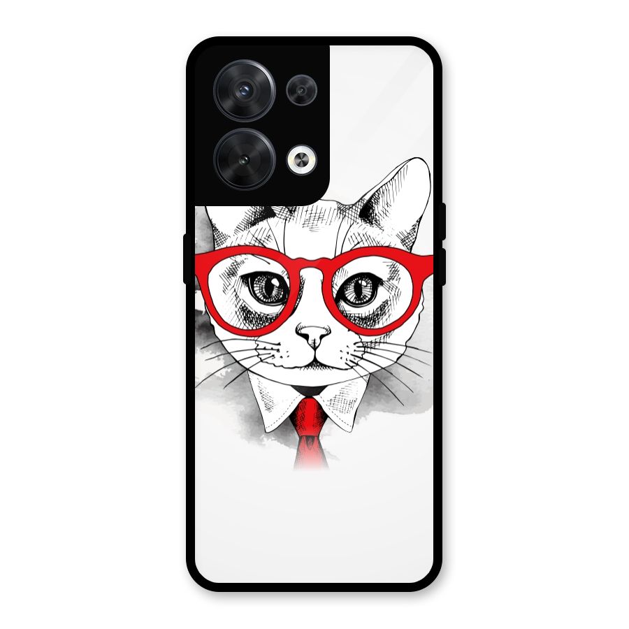 Business Cat Glass Back Case for Oppo Reno8 5G