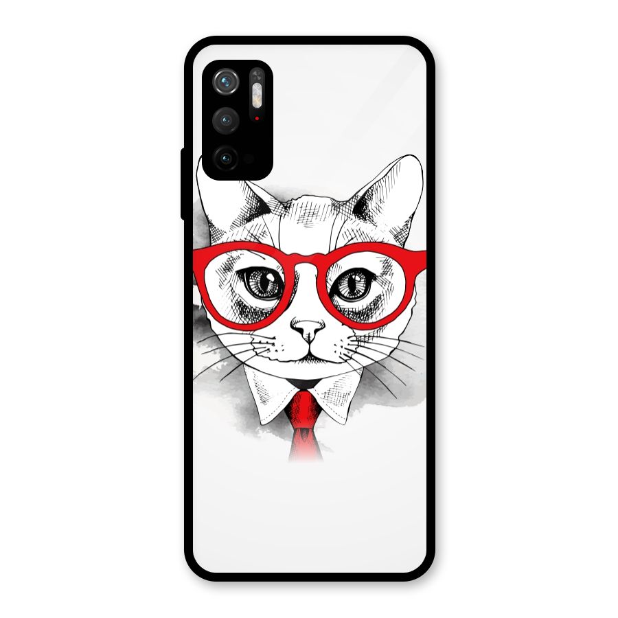 Business Cat Glass Back Case for Poco M3 Pro 5G