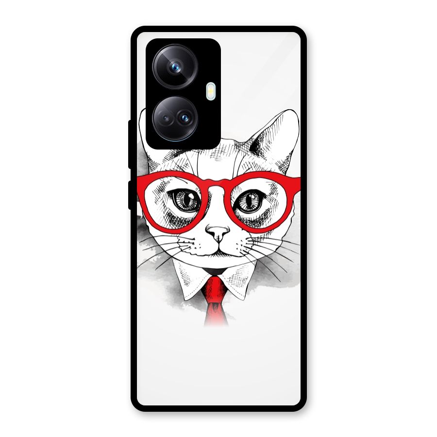 Business Cat Glass Back Case for Realme 10 Pro Plus