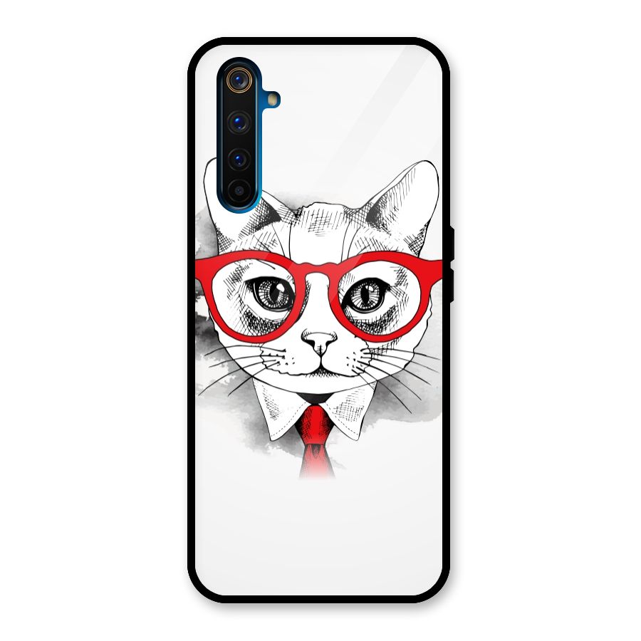 Business Cat Glass Back Case for Realme 6 Pro