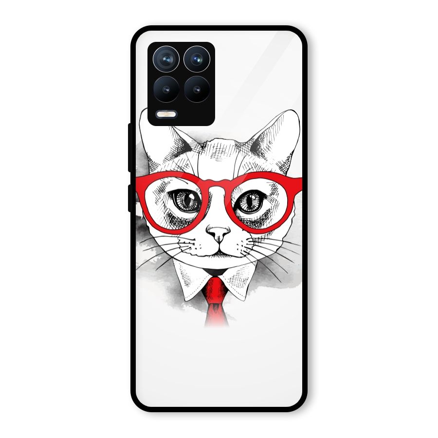 Business Cat Glass Back Case for Realme 8