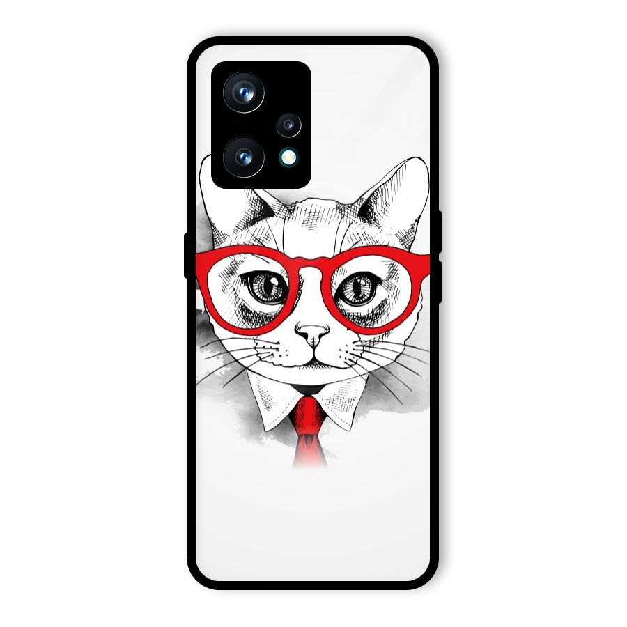 Business Cat Glass Back Case for Realme 9 Pro Plus 5G