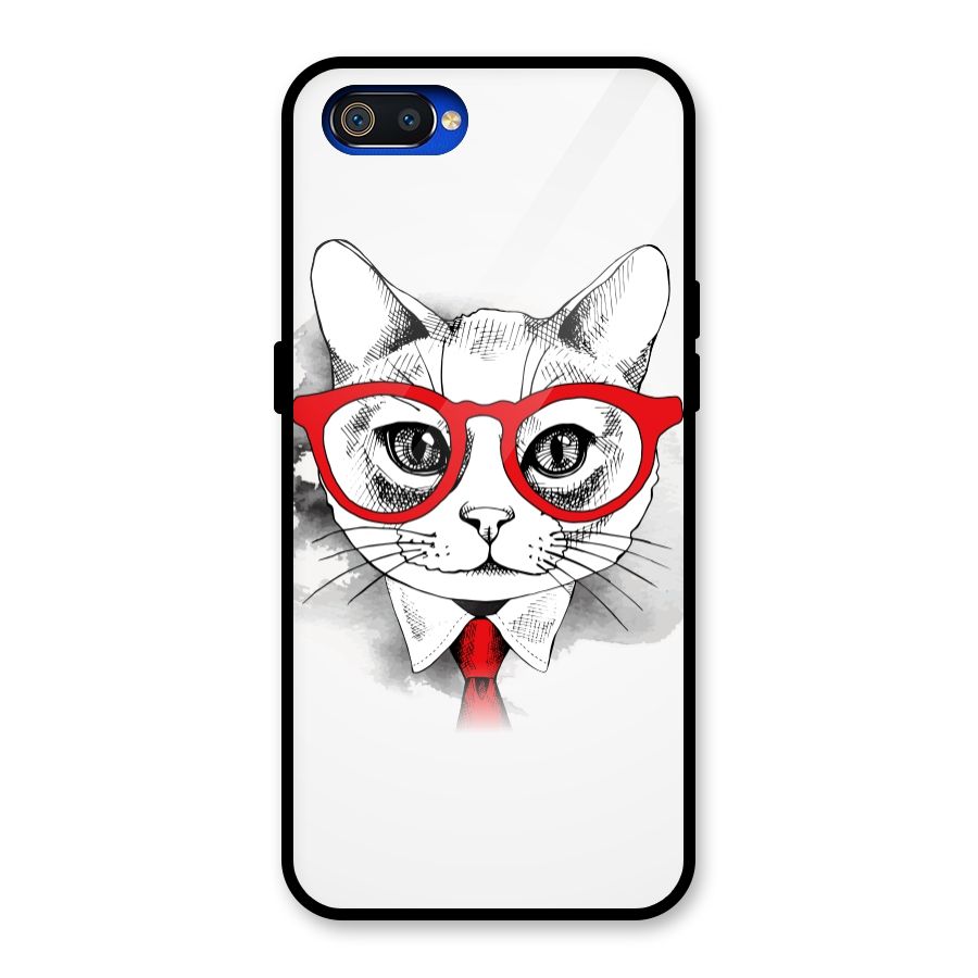 Business Cat Glass Back Case for Realme C2