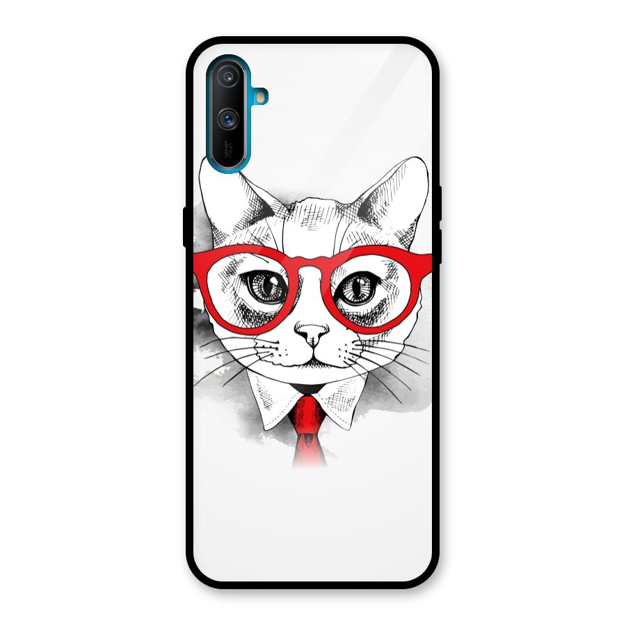 Business Cat Glass Back Case for Realme C3