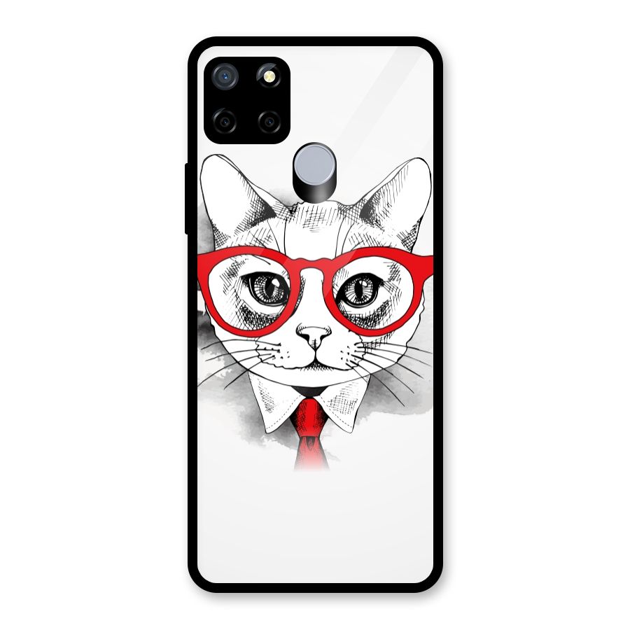 Business Cat Glass Back Case for Realme Narzo 30A