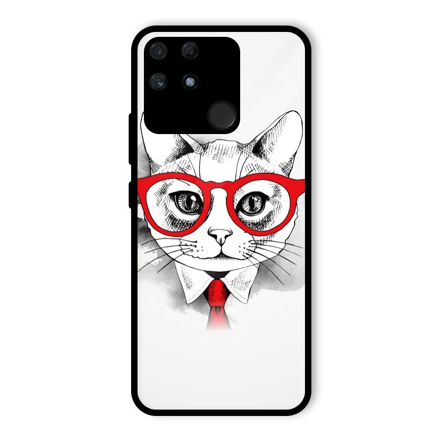 Business Cat Glass Back Case for Realme Narzo 50A