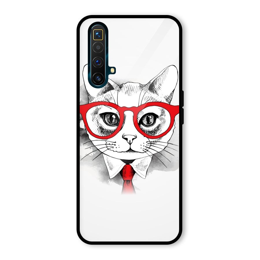 Business Cat Glass Back Case for Realme X3 SuperZoom