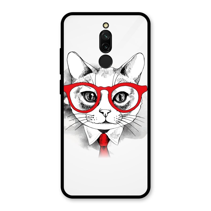 Business Cat Glass Back Case for Redmi 8