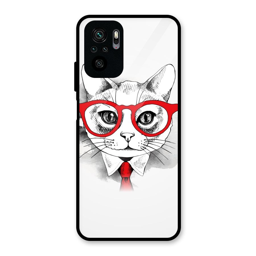 Business Cat Glass Back Case for Redmi Note 10S