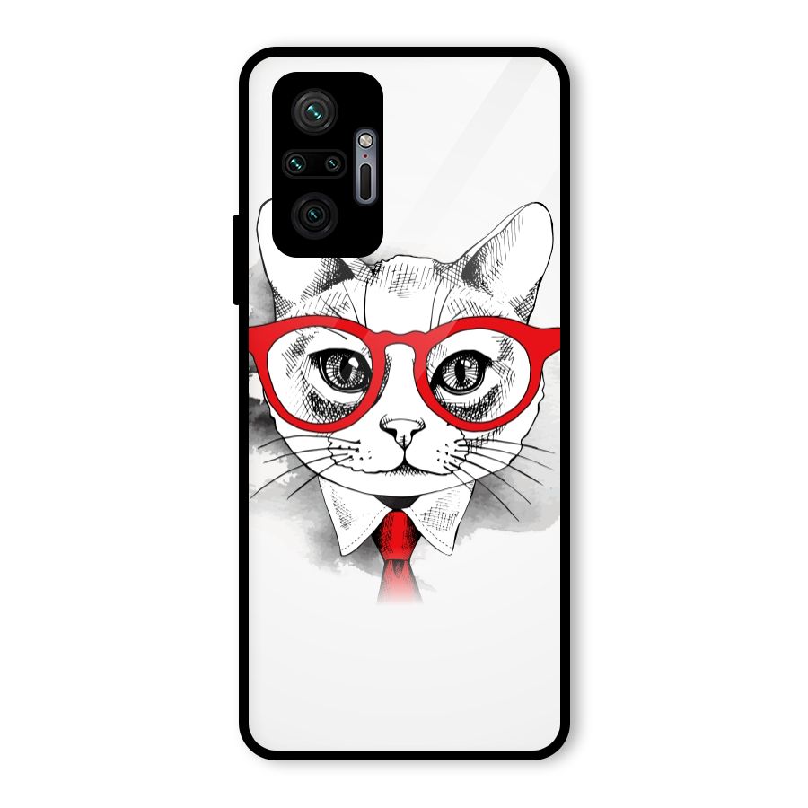 Business Cat Glass Back Case for Redmi Note 10 Pro Max