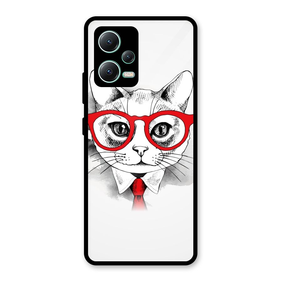 Business Cat Glass Back Case for Redmi Note 12 5G