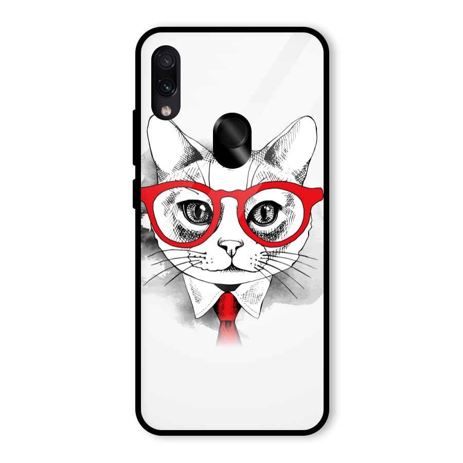 Business Cat Glass Back Case for Redmi Note 7 Pro