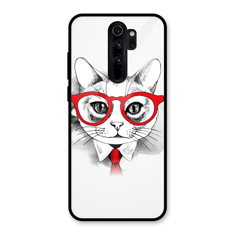 Business Cat Glass Back Case for Redmi Note 8 Pro